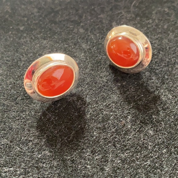 Natural Carnelian jewellery set of earrings and pendant. 925 sterling silver - Picture 3 of 9